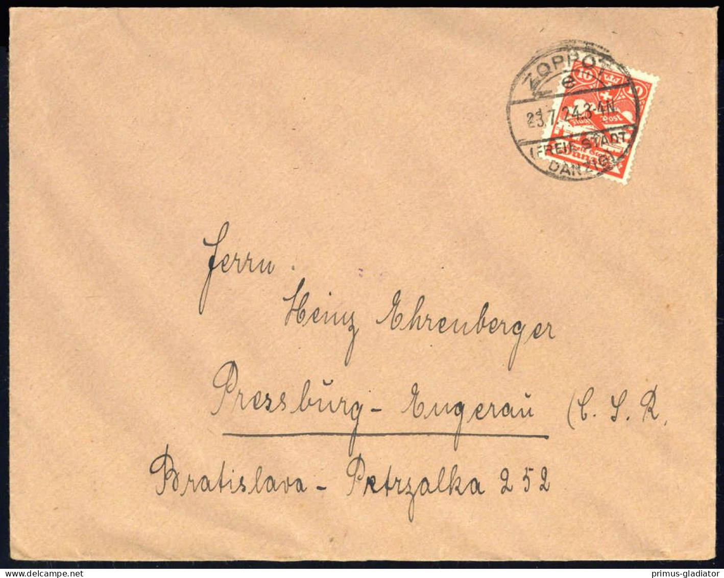 1924, Danzig, 202, Brief - Storia Postale