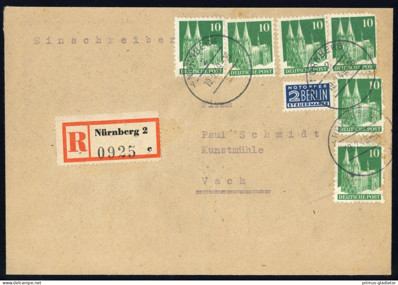 1949, Bizone, 80 Wg (6), Brief - Briefe U. Dokumente
