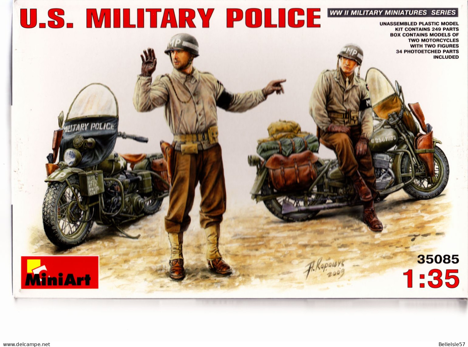 Figurines MiniArt  -  HARLEY DAVIDSON Et US MILITARY POLICE  - Ref  35085 - 1/35 - Figurines