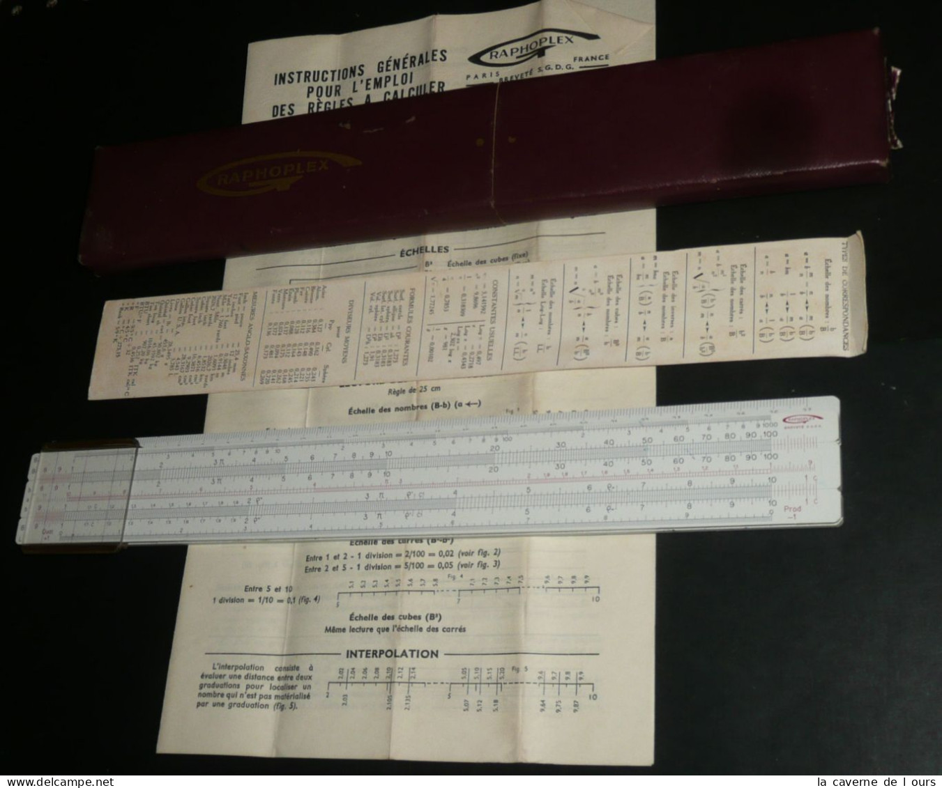 Ancienne Grande Règle à Calculer De Calcul, GRAPHOPLEX N°620, étui Carton, Notices, Abaque - Otros & Sin Clasificación