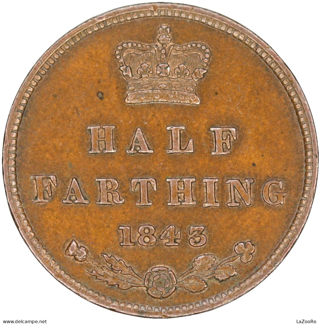 LaZooRo: Great Britain 1/2 Farthing 1843 XF / UNC - A. 1/4 - 1/3 - 1/2 Farthing