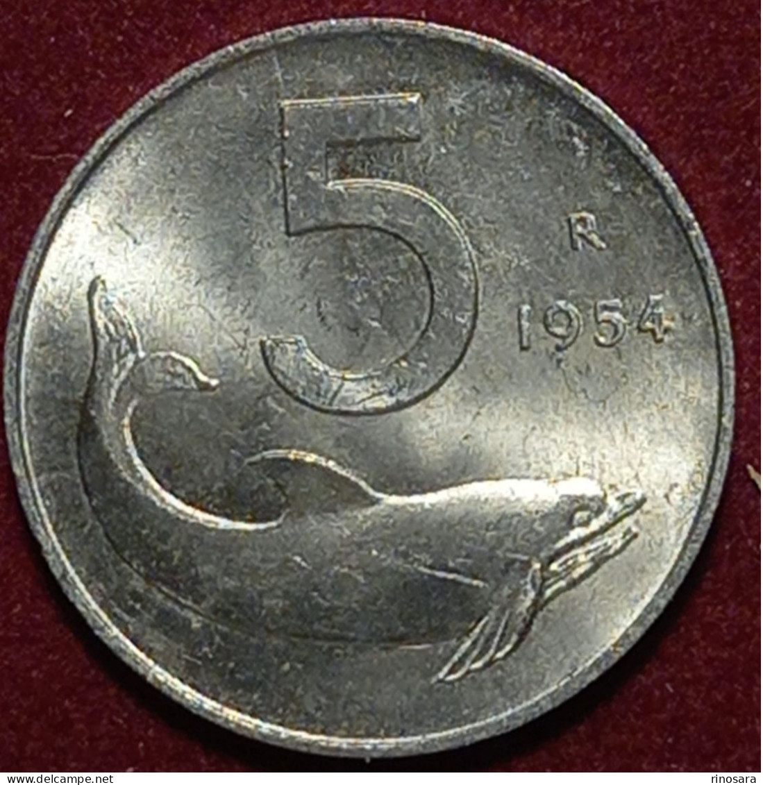 Variante Con Errore 5 Lire 1954 Firma Distante Repubblica Italiana - Varietà E Curiosità