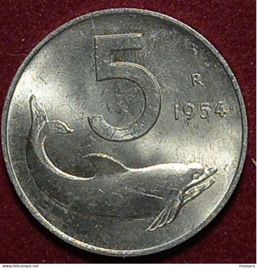 Variante Con Errore 5 Lire 1954 Firma Distante Repubblica Italiana - 5 Liras