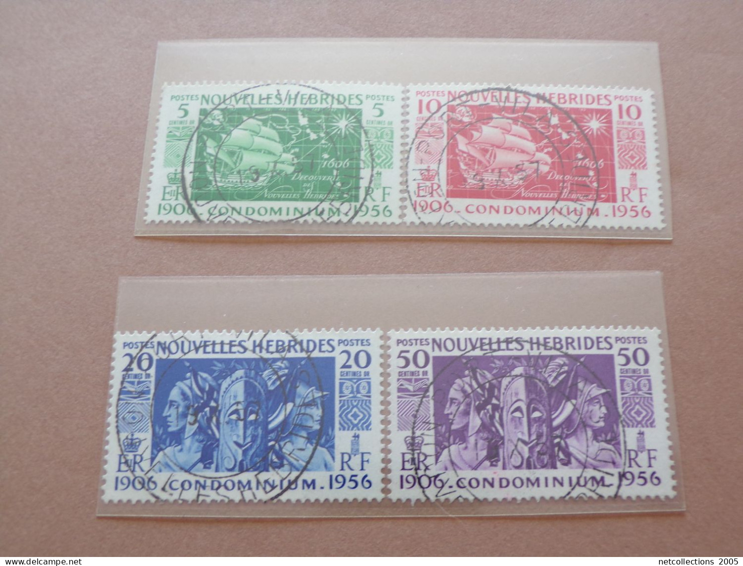 NOUVELLE HEBRIDES 1956 SERIE N° 167/170 + 171/174 - OBLITERE ET NEUF AVEC CHARNIERE (Pochette Roses) - Oblitérés