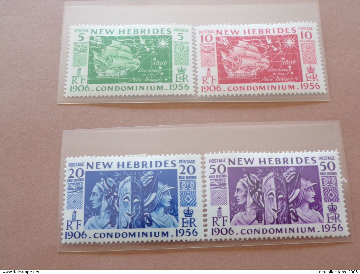 NOUVELLE HEBRIDES 1956 SERIE N° 167/170 + 171/174 - OBLITERE ET NEUF AVEC CHARNIERE (Pochette Roses) - Usati