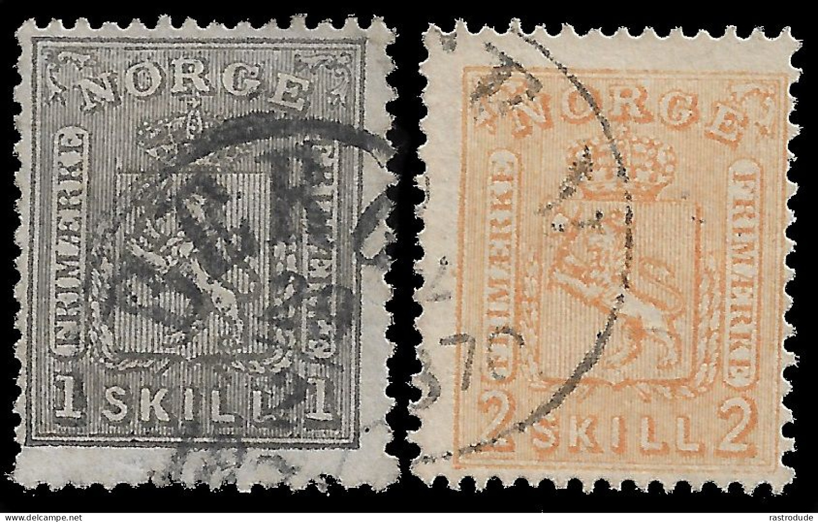 1867 NORWAY 1Sk + 2Sk Mi.-Nr. 11/12 USED. Cat. €95 - Gebraucht
