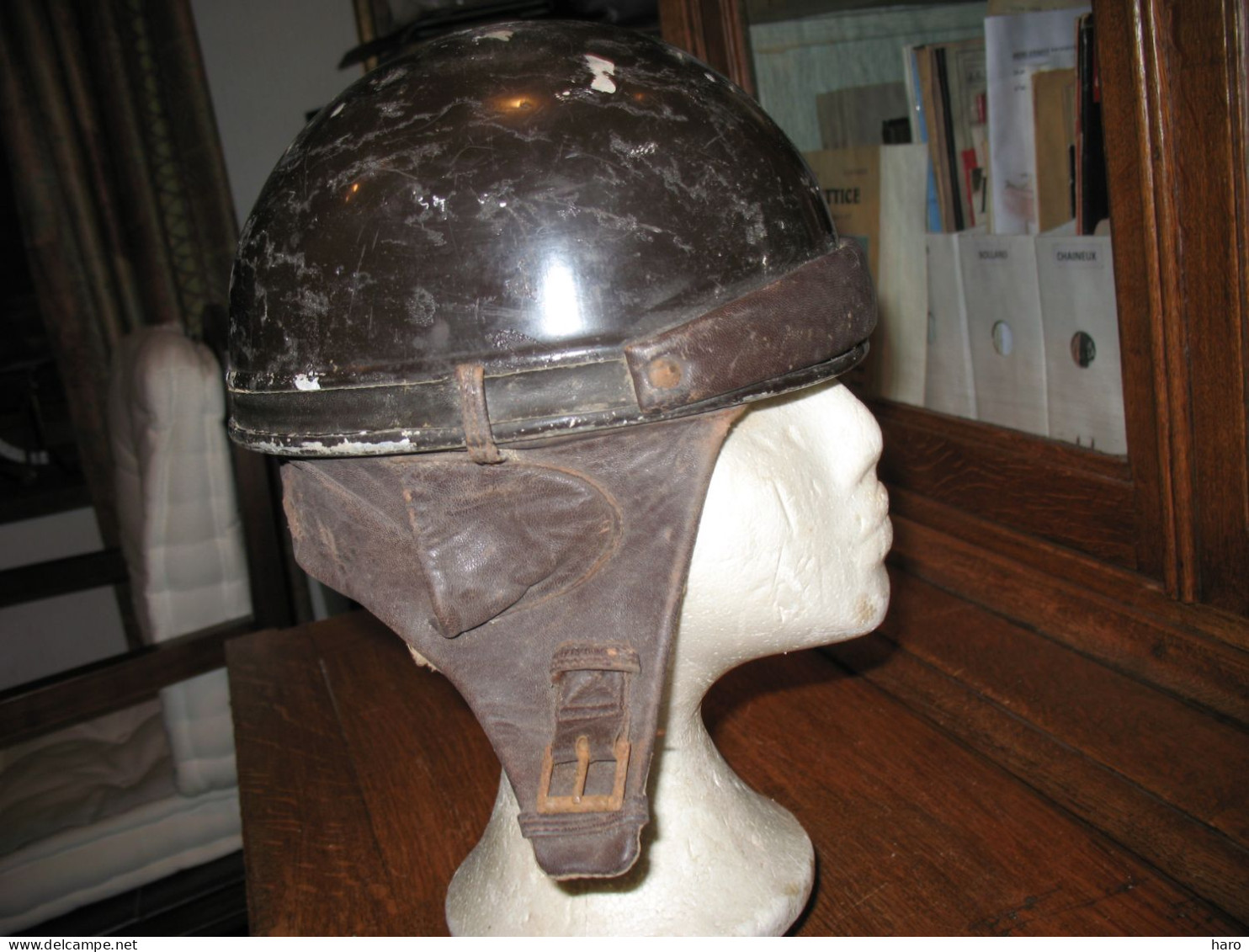 Ancien Casque De Motocycliste - Moto - Oldtimer - Pas De Marquage Apparent - Moto