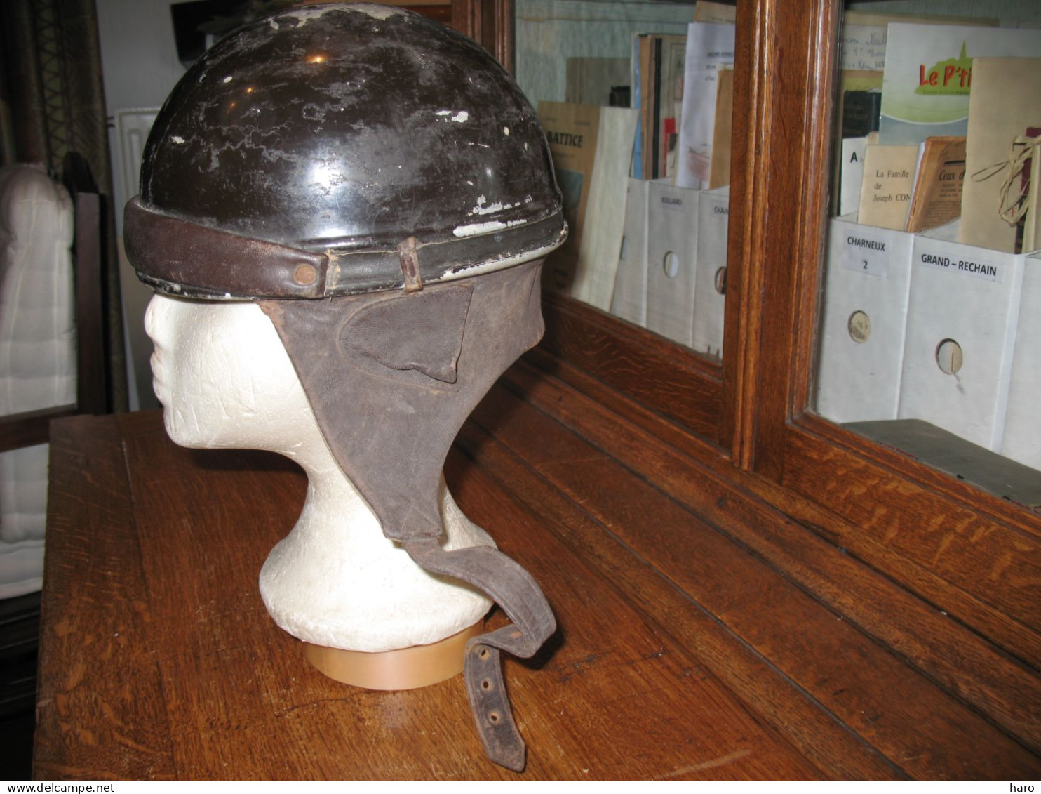 Ancien Casque De Motocycliste - Moto - Oldtimer - Pas De Marquage Apparent - Moto