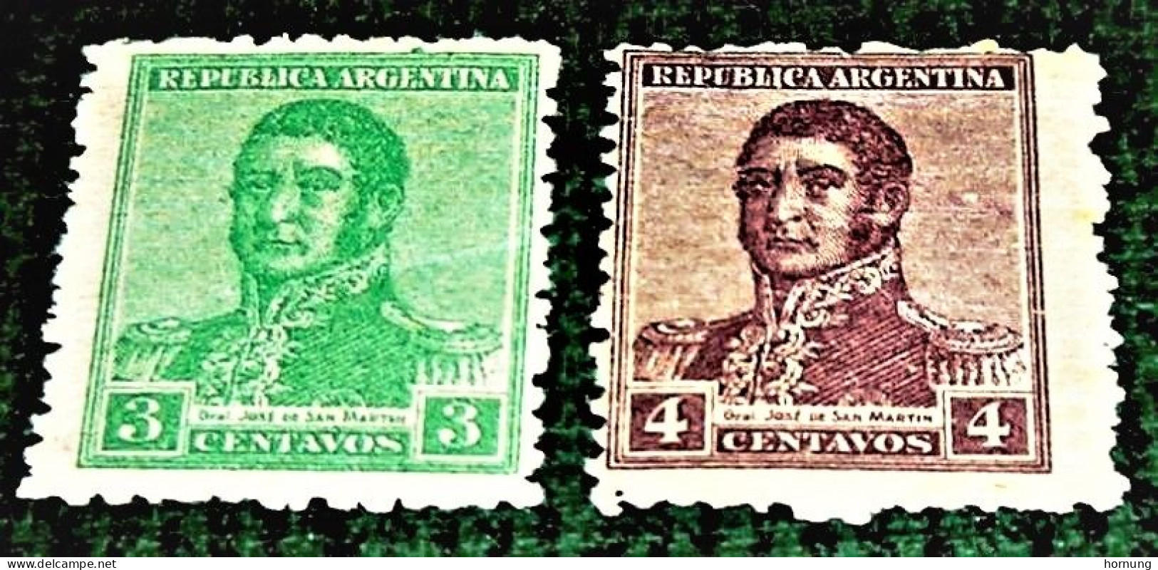 Argentina, 1920, Gen. San Martin -MNH , Michel # 234 X , 235 X ( 3c Green , 4c Red Lila ). - Unused Stamps