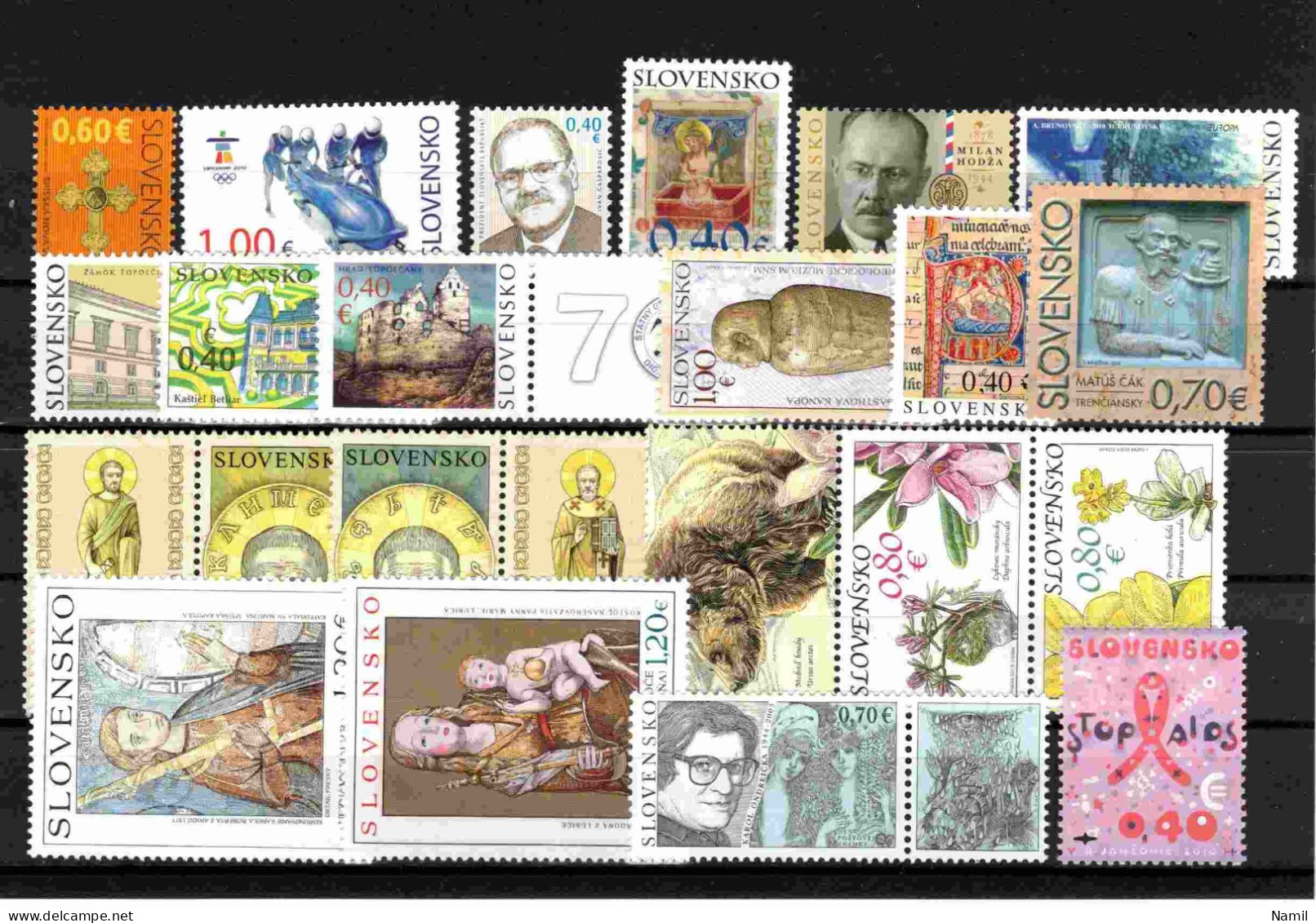 * Slovaquie 2010 Mi 628-651, (MH), L'année Complete, Infime Trace De Charniere, Sans Les Timbres De Carnets - Años Completos