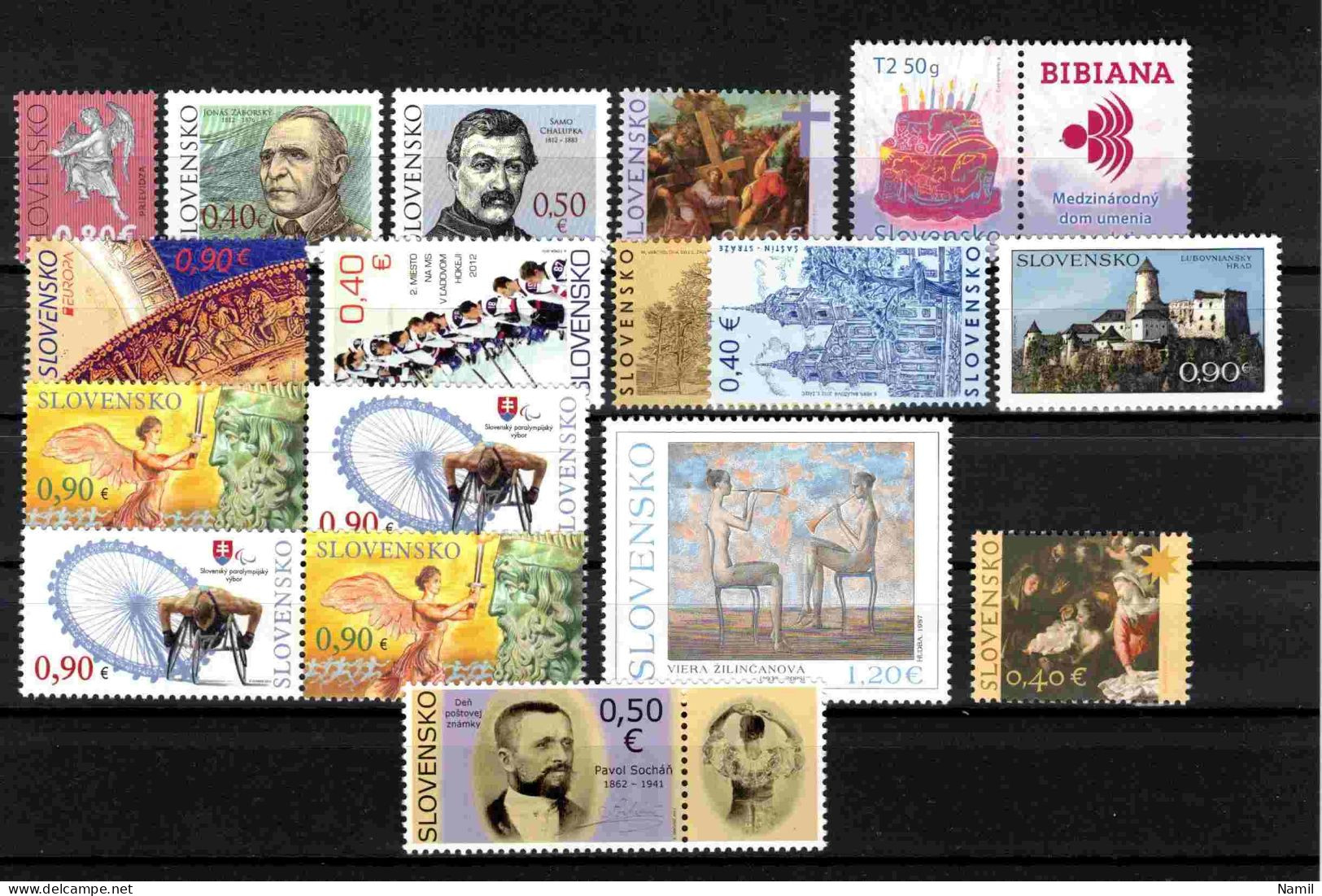 * Slovaquie 2012 Mi 675-698, (MH), L'année Complete, Infime Trace De Charniere, Sans Les Timbres De Carnets - Full Years