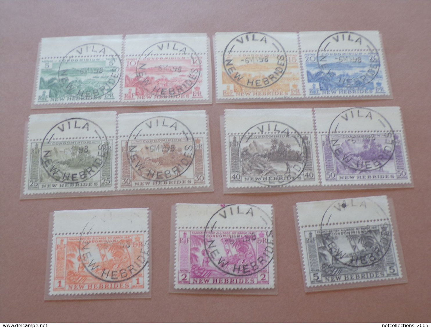 NOUVELLE HEBRIDES 1957 SERIE N°186/196 - OBLITERE AVEC CHARNIERE (Pochette Roses) - Used Stamps