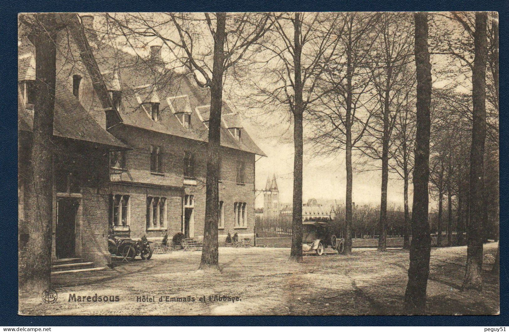 Maredsous (Anhée). Hôtel D' Emmaüs Et Basilique De L'Abbaye. Voitures Anciennes. 1919 - Anhée