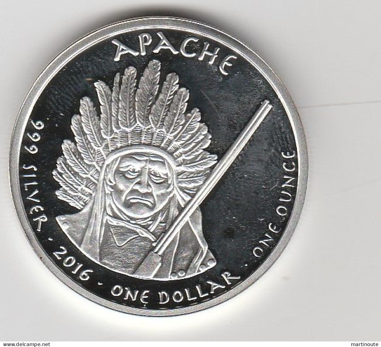 -  MONNAIE 1 DOLLAR APACHE 2016 En Argent Poids 31 Grammes Dans Sa Capsule D'origine. - Verzamelingen