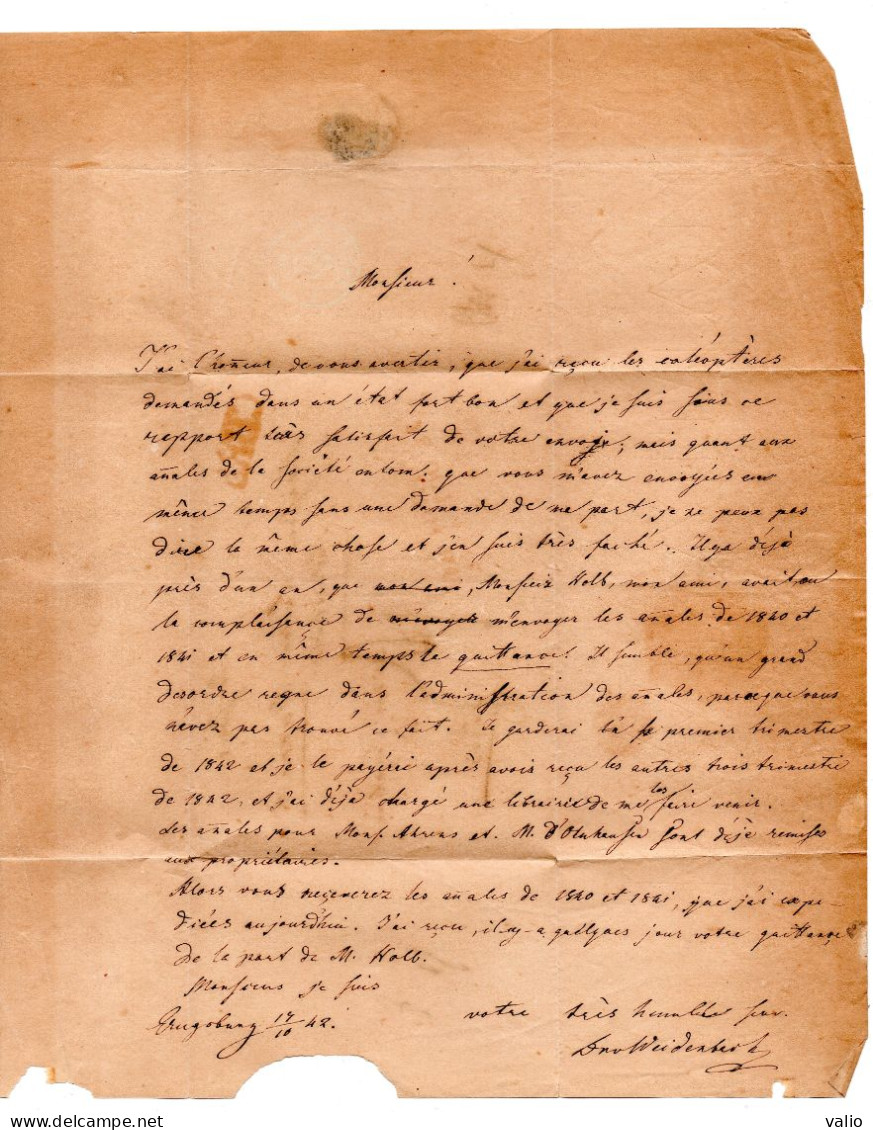 Lettre D'Augsburg - Bavière Pour Paris - 1800 – 1899