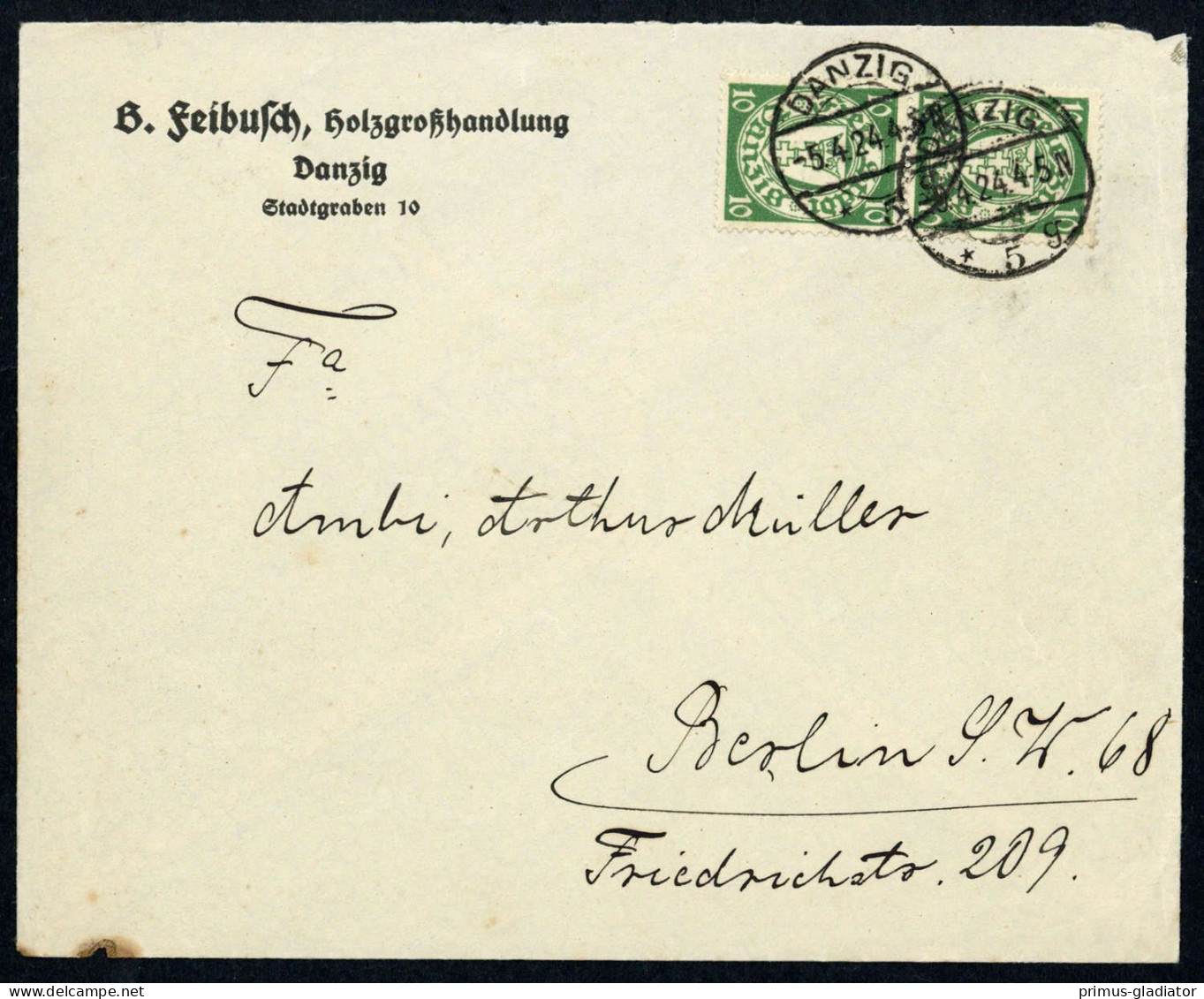 1924, Danzig, 194 X (2), Brief - Storia Postale