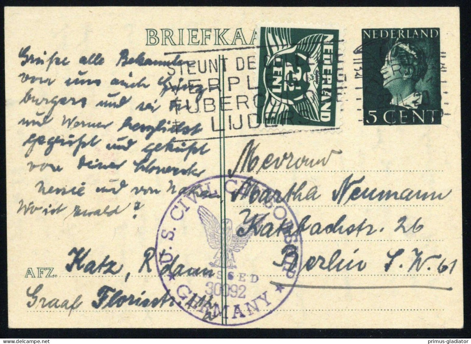 1946, Niederlande, P 233 B U.a., Brief - Autres & Non Classés