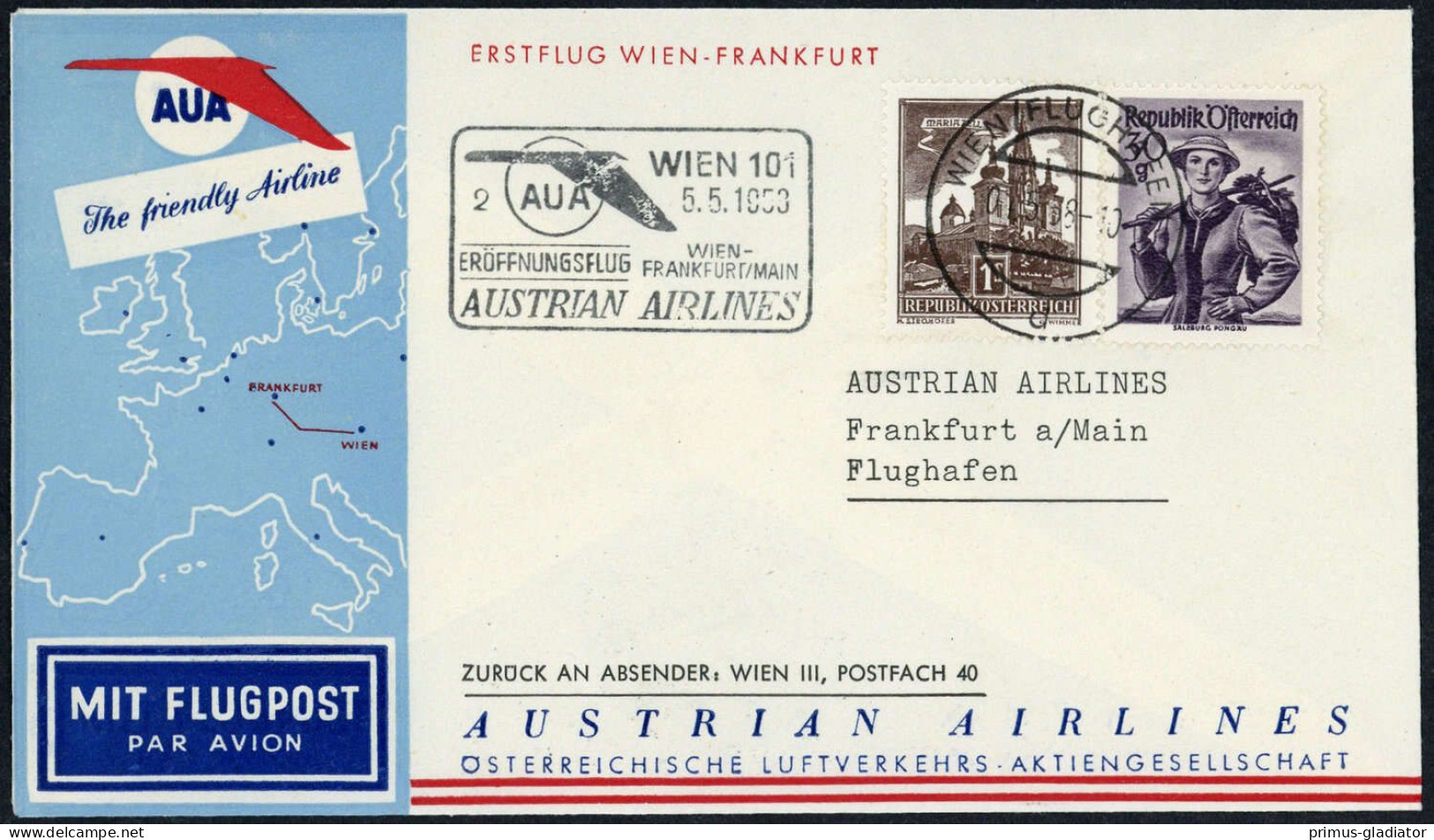 1958, Österreich, ANK 2, Brief - Oblitérations Mécaniques