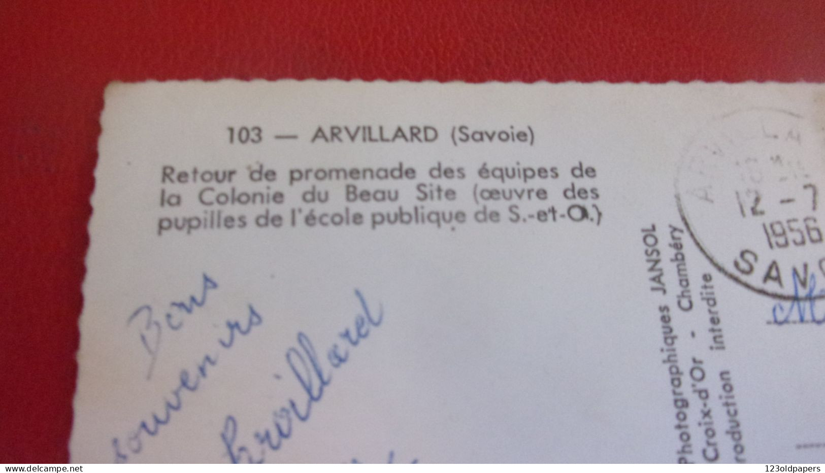73 ARVILLARD  RETOUR PROMENADE  COLONIS BEAU SITE 1956 - Andere & Zonder Classificatie