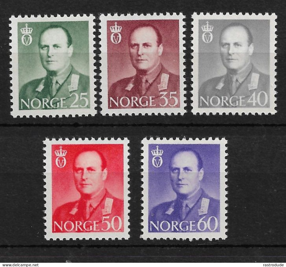 1962 NORWAY KING OLAF MNH 25Ø,35Ø,40Ø,50Ø,60Ø Mi.Nr. 471/75 - Nuovi