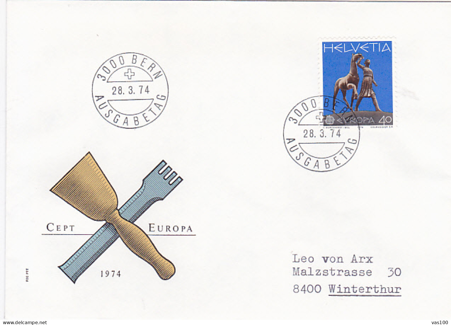 EUROPA CEPT, COVER FDC, 1974, SWITZERLAND - 1974