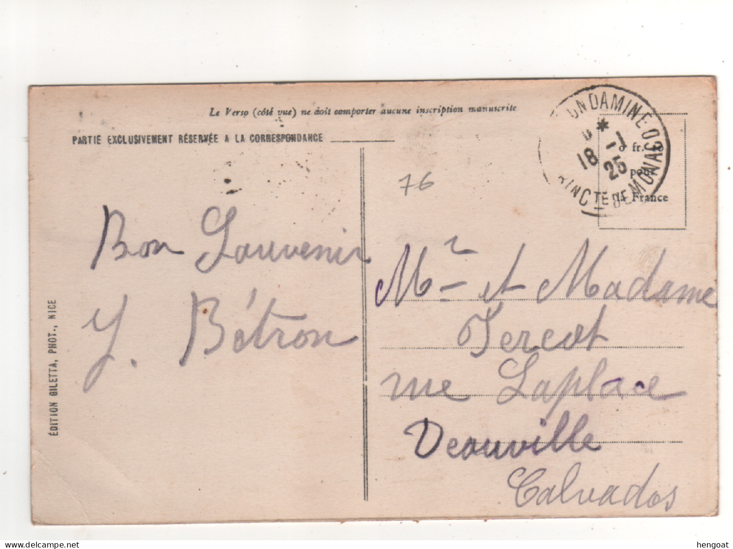 Timbre Yvert  N° 76  Sur CP , Carte , Postcard Du 18/01/25 - Lettres & Documents