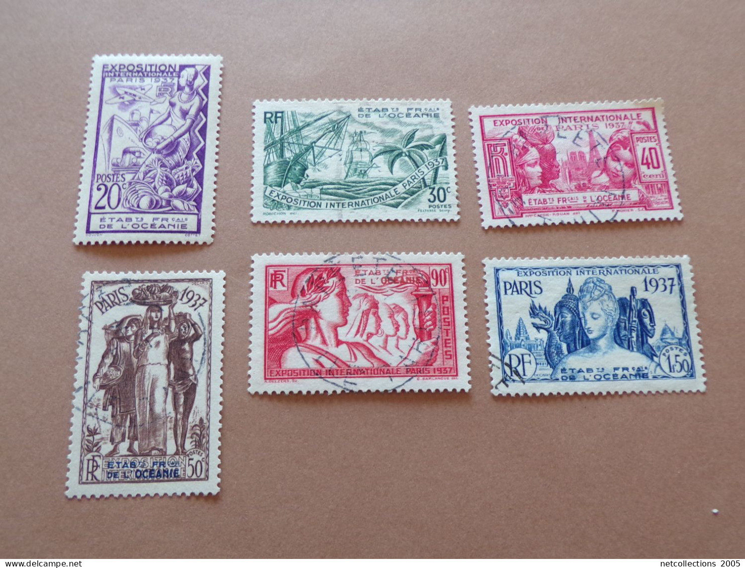 ETABLISSEMENT DE L'OCEANIE 1937 N°121/26 - OBLITERE AVEC CHARNIERE (Pochette Roses) - Used Stamps