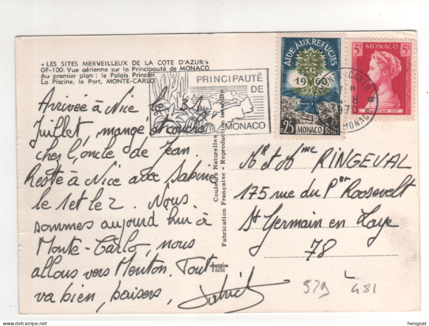 Timbres Yvert  N° 481 , 529 Sur CP , Carte , Postcard Du 04/08/70 - Covers & Documents