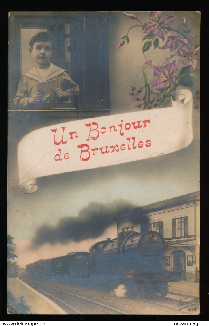 UN BONJOUR DE BRUXELLES  - TRAIN A VAPEUR             2 SCANS - Non Classés