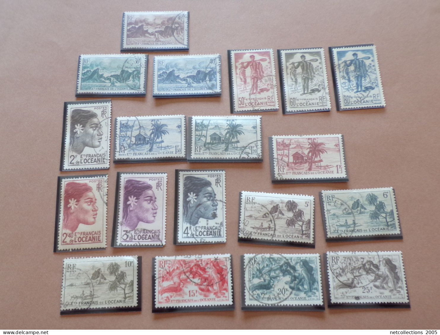 ETABLISSEMENT DE L'OCEANIE 1948 N°182/200 - OBLITERE AVEC CHARNIERE (Pochette Roses) - Used Stamps