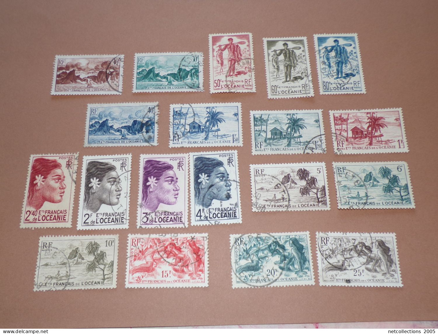 ETABLISSEMENT DE L'OCEANIE 1948 N°182/200 - OBLITERE AVEC CHARNIERE (Pochette Roses) - Used Stamps