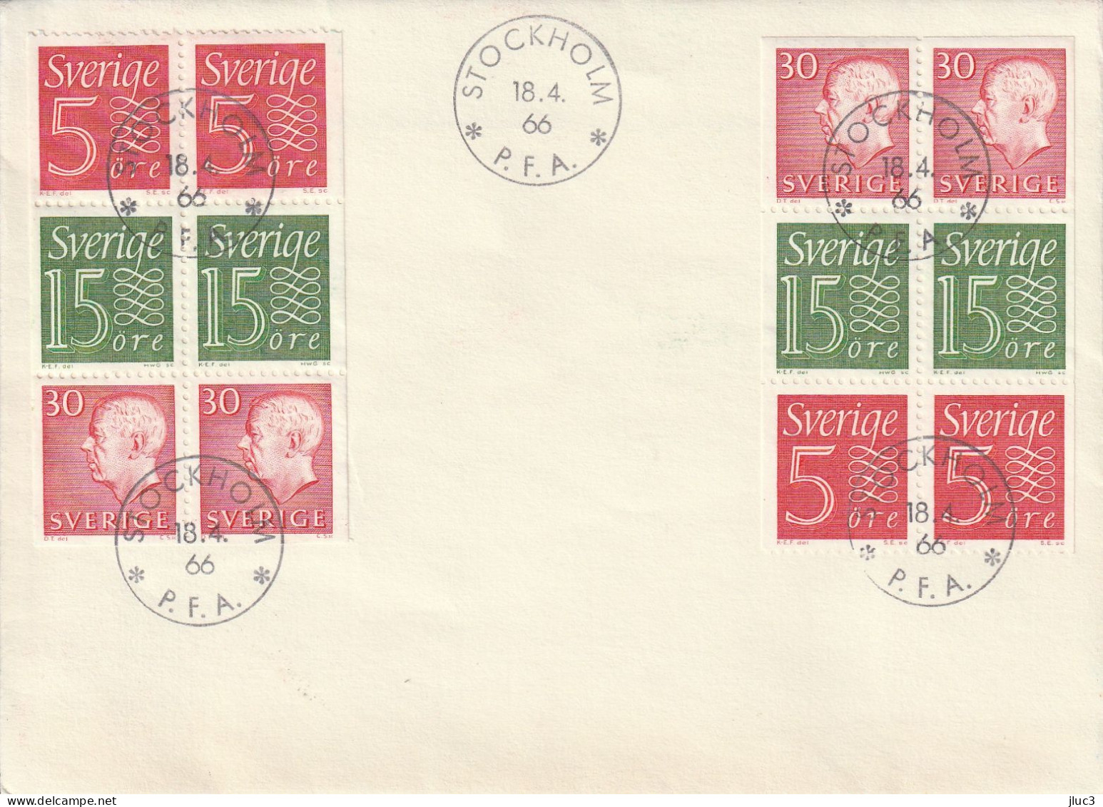 ZSueFdc-D018 - SUEDE 1966 - La  Superbe  ENVELOPPE  FDC  'PREMIER JOUR'  Du 18-04-1966 --  Stockholm P.F.A. With 2 Panel - Briefe U. Dokumente