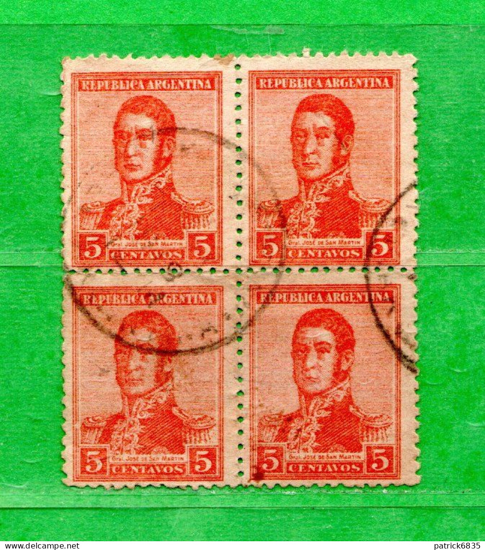 (L) Argentina ° 1917 - José De San Martin. Yv. 217. Bloc De 4.  Oblitérer. - Used Stamps