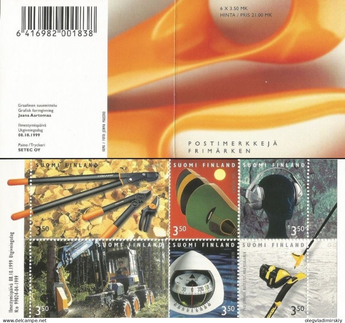 Finland Finnland Finlande 1999 Modern Finnish Design Set Of 6 Stamps In Booklet Mint - Camion