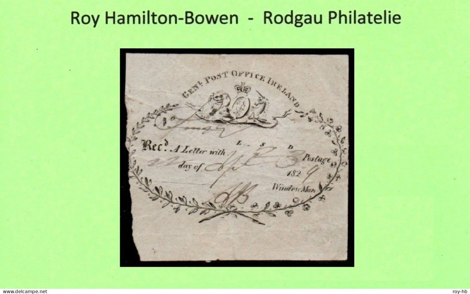 1829 "Window Man" Receipt For 2/3, Dated September 22nd, Initialled "A.B.", Border Just Touched At Left, Some Adherence - Préphilatélie