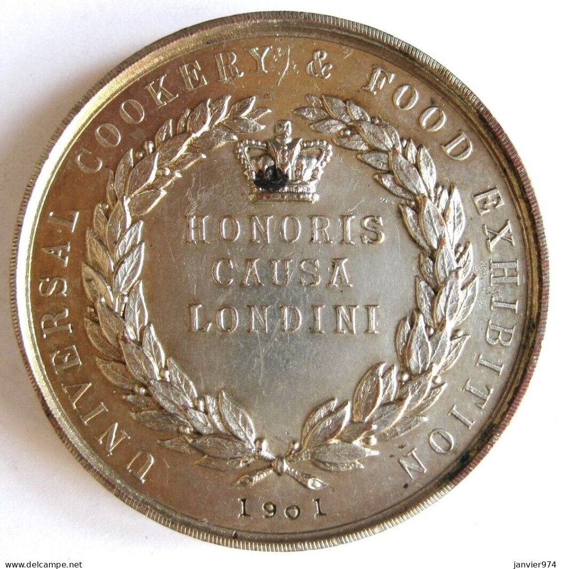 Médaille En Cuivre Argentée Universal Cookery & Food Exhibition 1901 Par J. A. Restall - Professionali/Di Società