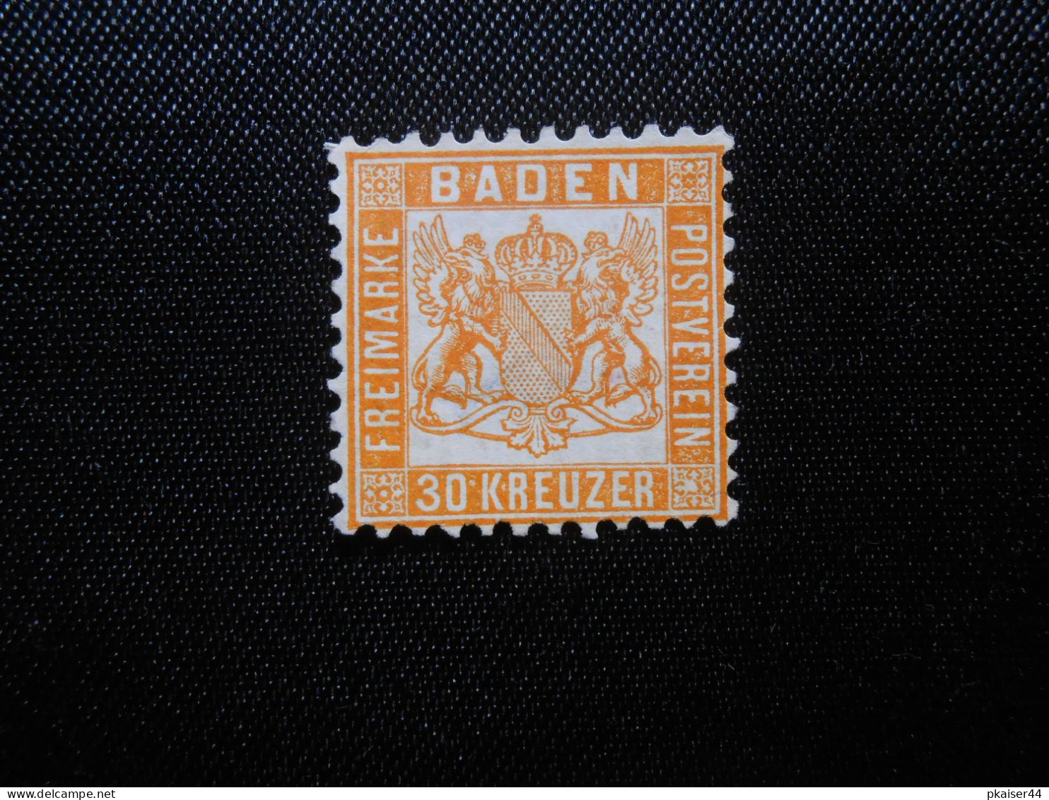 Baden  Mi 22b   30Kr(*)   1862    RS Dünne Papierstelle - Postfris