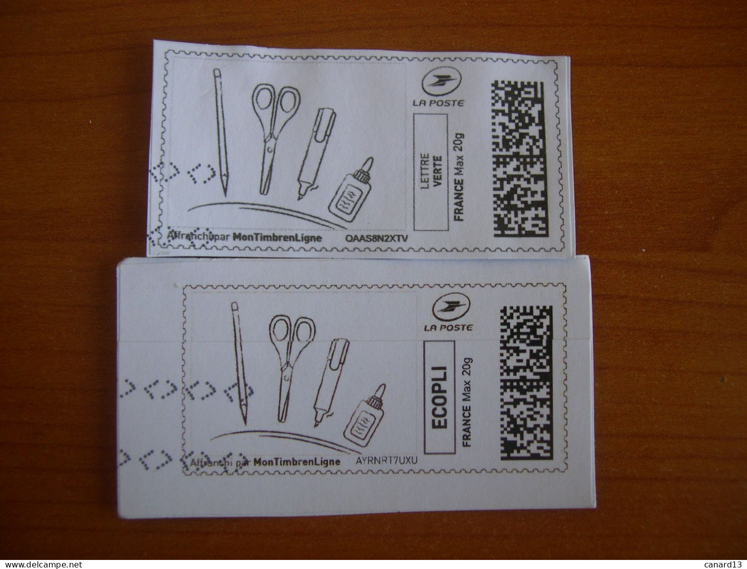 France Montimbrenligne Sur Fragment Outils De Bureau LV + E - Francobolli Stampabili (Montimbrenligne)