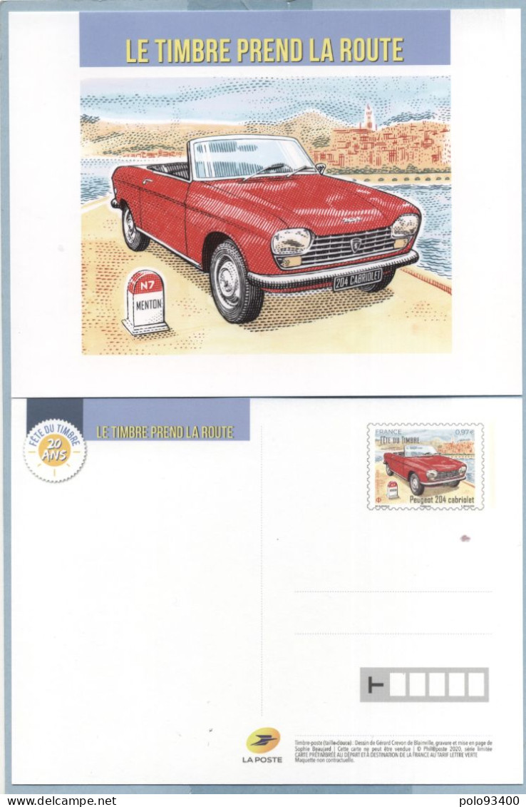 2020 FÊTE DU TIMBRE CARTE PEUGEOT 204 CABRIOLET - Prêts-à-poster: TSC Et Repiquages Semi-officiels