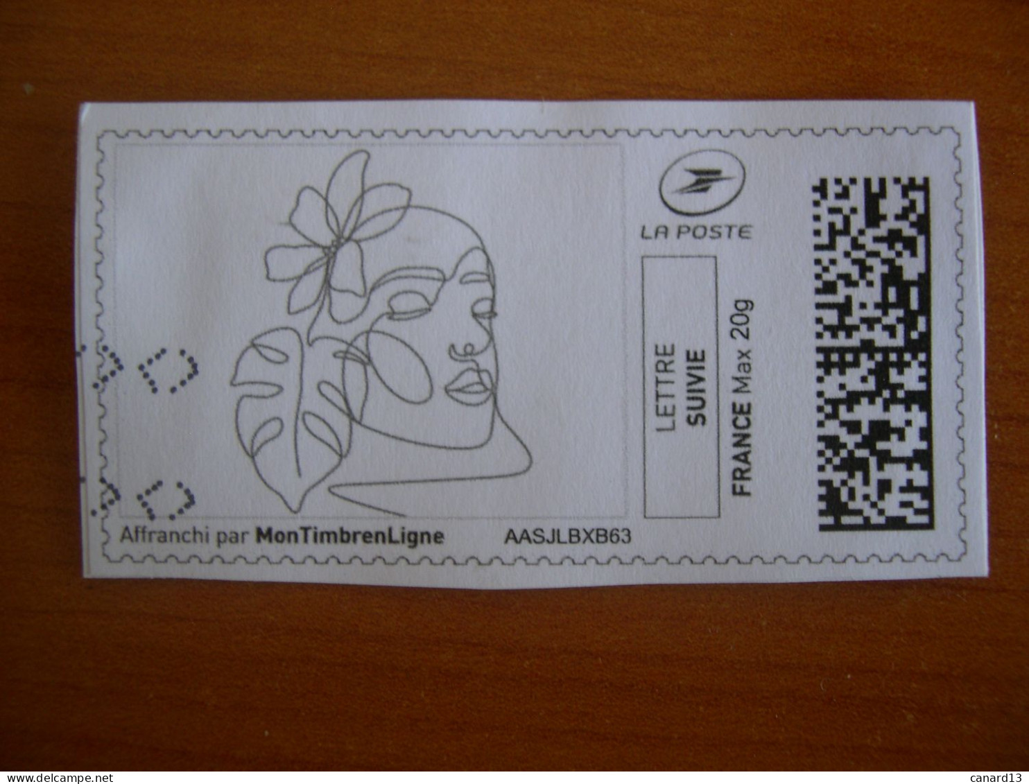 France Montimbrenligne Sur Fragment Masque - Timbres à Imprimer (Montimbrenligne)