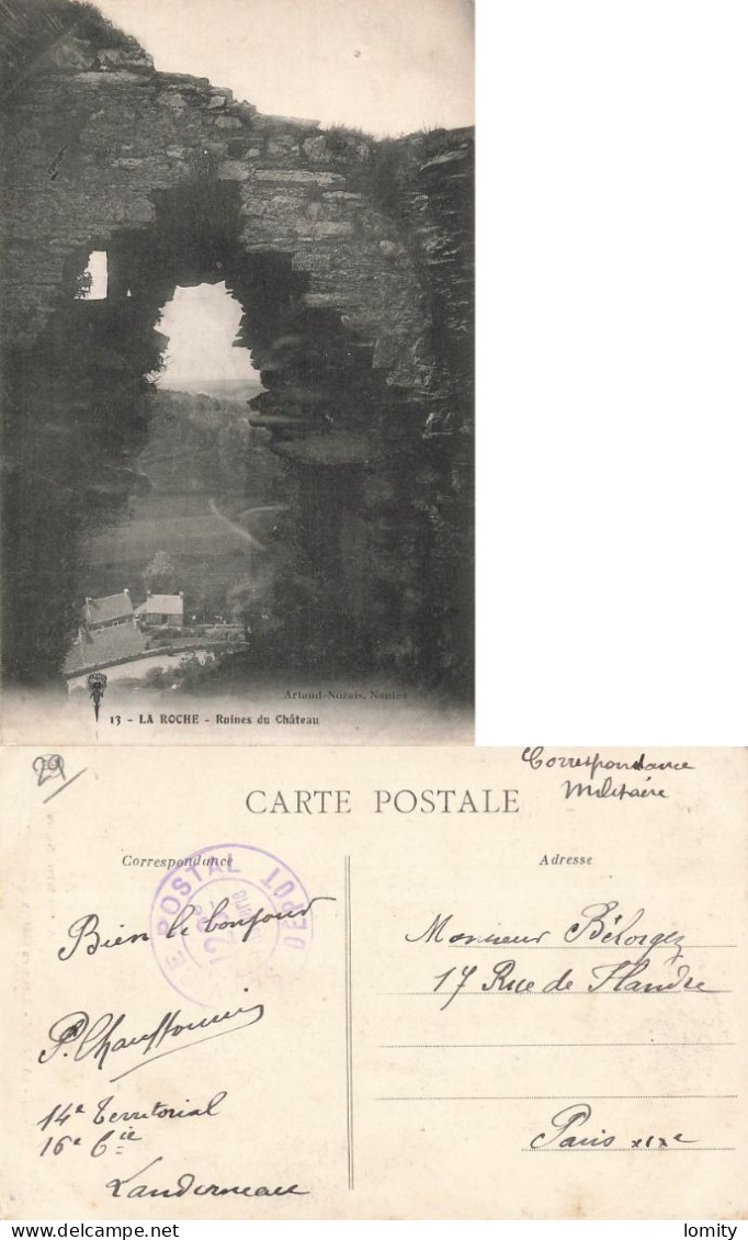 29 La Roche Maurice Ruines Du Chateau CPA Cachet Militaire 128 Regiment Infanterie Service Postal - La Roche-Maurice