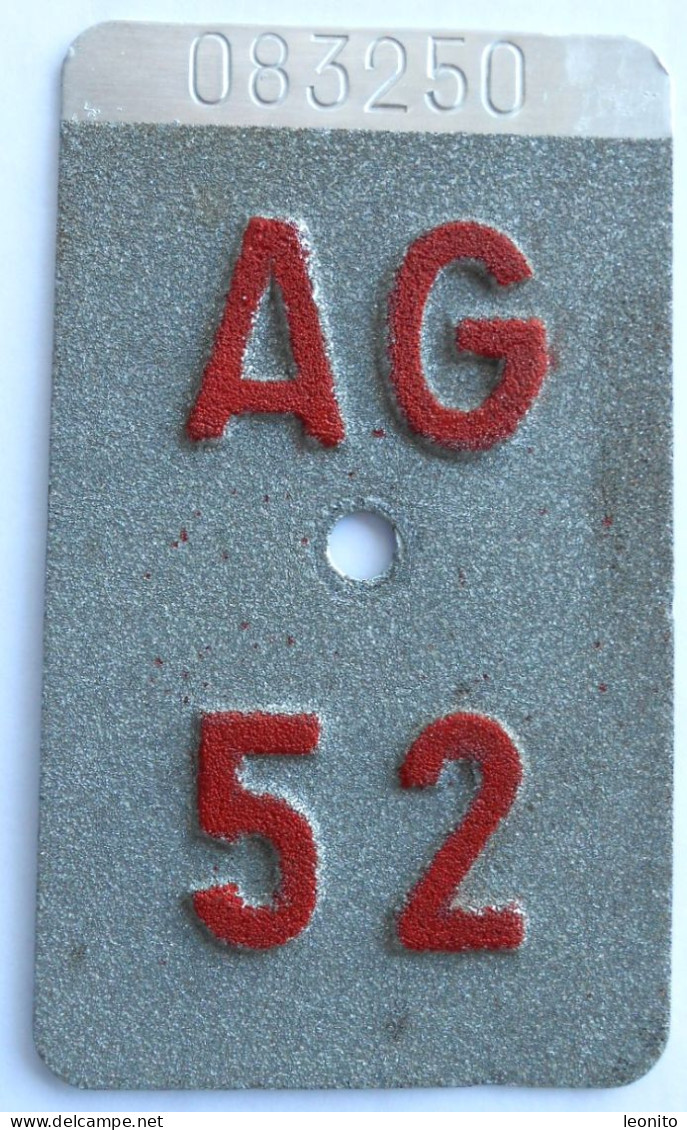 Velonummer Aargau AG 52 - Plaques D'immatriculation