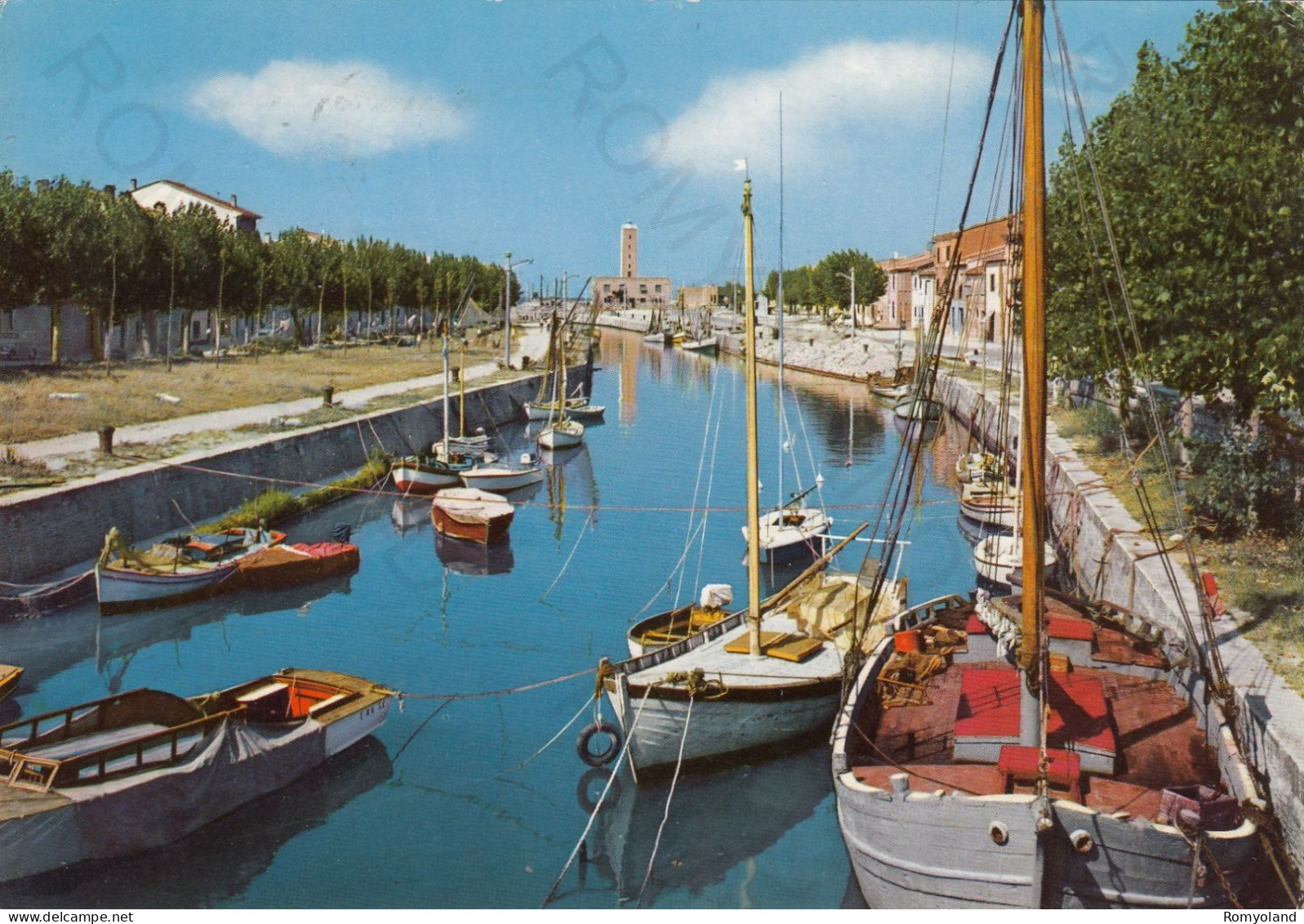 CARTOLINA  FANO,MARCHE-PORTA CANALE-MARE,SOLE,ESTATE,VACANZA,LUNGOMARE,BARCHE A VELA,BELLA ITALIA,VIAGGIATA 1963 - Fano