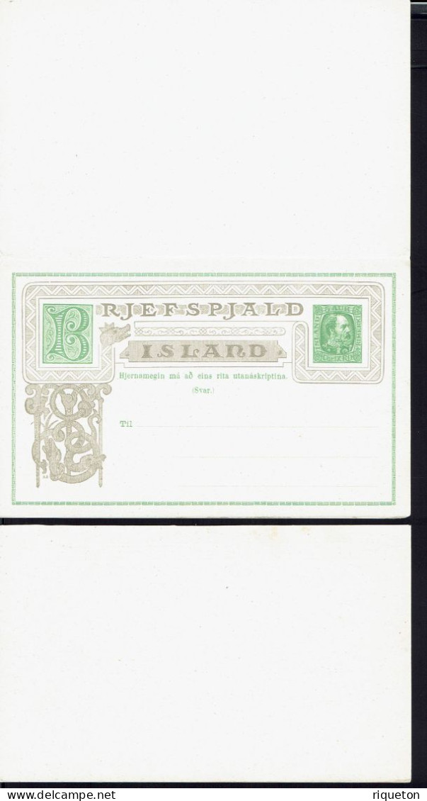 Islande. Christian IX. Deux Entiers Postaux Neufs. Un Avec Réponse, L'autre Sans. B/TB. - Postal Stationery