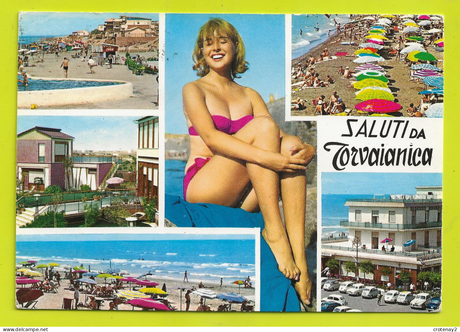 Italie Torvaianica N° 147 VOIR ZOOM Jolie Fille En Maillot De Bain Plages Voitures Fiat - Pin-Ups