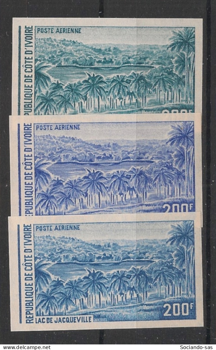 COTE D'IVOIRE - 1972 - PA N°YT. 58 - Jacqueville - 3 Essais Non Dentelé / Imperf. Essays - Neuf Luxe ** / MNH - Côte D'Ivoire (1960-...)