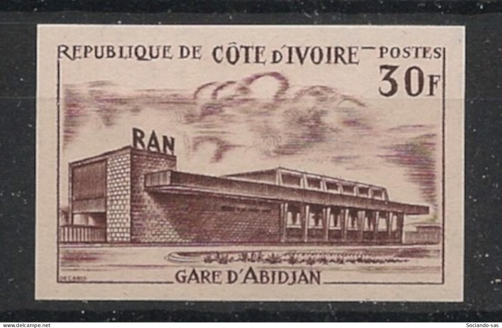 COTE D'IVOIRE - 1965 - N°YT. 236 - Gare D'Abidjan - Essai Non Dentelé / Imperf. Essay - Neuf Luxe ** / MNH - Côte D'Ivoire (1960-...)
