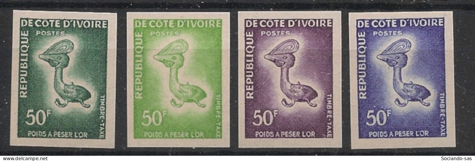 COTE D'IVOIRE - 1972 - Taxe TT N°YT. 36 - Poids 50f - 4 Essais Non Dentelé / Imperf. Essays - Neuf Luxe ** / MNH - Côte D'Ivoire (1960-...)