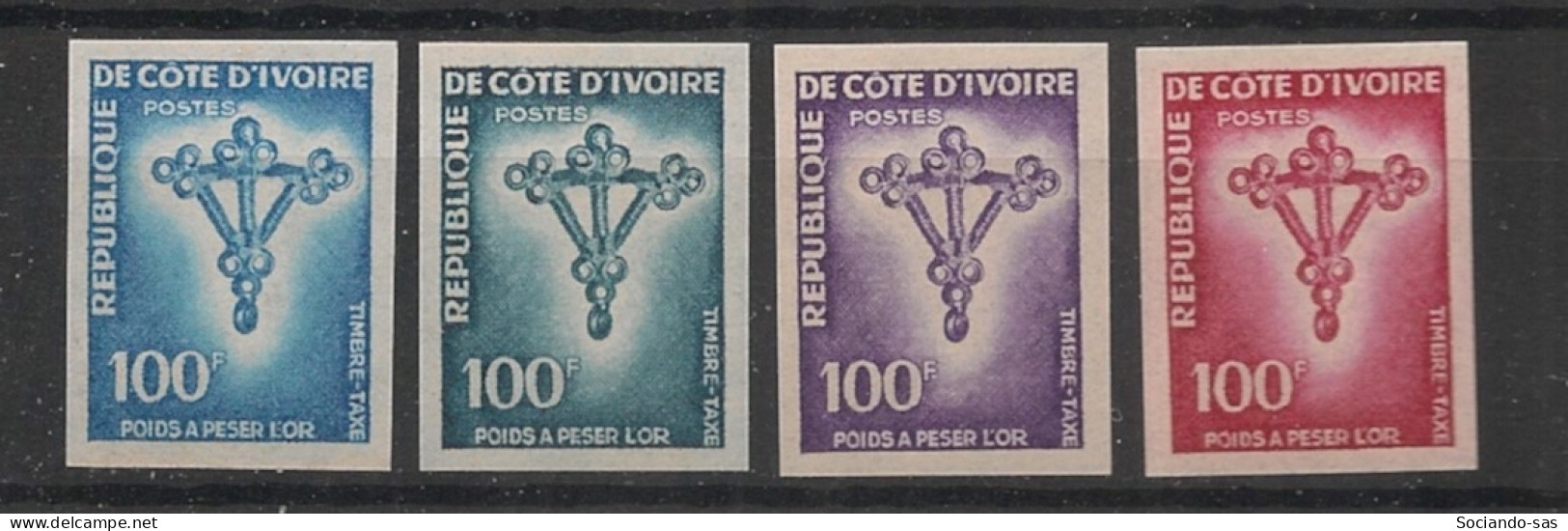 COTE D'IVOIRE - 1972 - Taxe TT N°YT. 37 - Poids 100f - 4 Essais Non Dentelé / Imperf. Essays - Neuf Luxe ** / MNH - Côte D'Ivoire (1960-...)