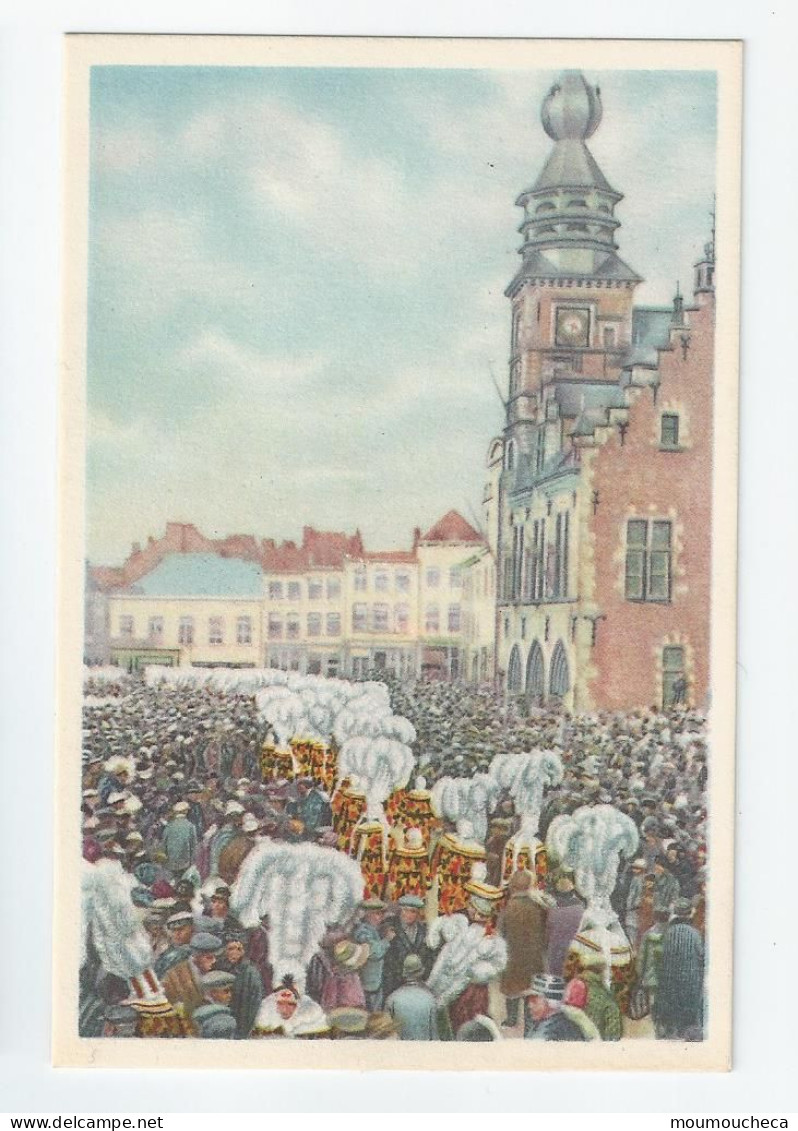 Chromo : Folklore Côte D'or N°68 Binche - Le Grand "rondeau" Des Gilles Sur La Place (2 Scans) - Binche